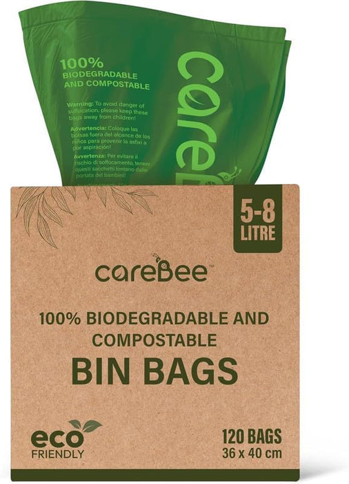 CareeBee Biodegradable Kitchen Bin Bags– 100% Compostable, Made from Corn Starch & PBAT– Eco-Friendly, Leak-proof, Tear-Resistant– Food Waste Bags for Home & Office