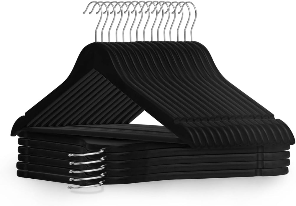 KEPLIN Strong Wooden Coat Hangers with 360 Degree Rotatory Hook & Round Trouser Bar & Shoulder Notches - Durable Wardrobe Space Saver - Suitable for Coat, Jacket, Suit, Jumper