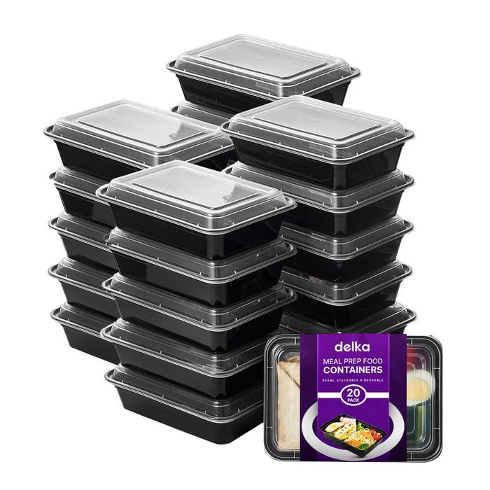 delka Meal Prep Containers -944ml | BPA-Free, Reusable Food Storage Boxes | Microwave, Freezer & Dishwasher Safe | Leakproof & Stackable for Healthy Meal Planning & Portion Control