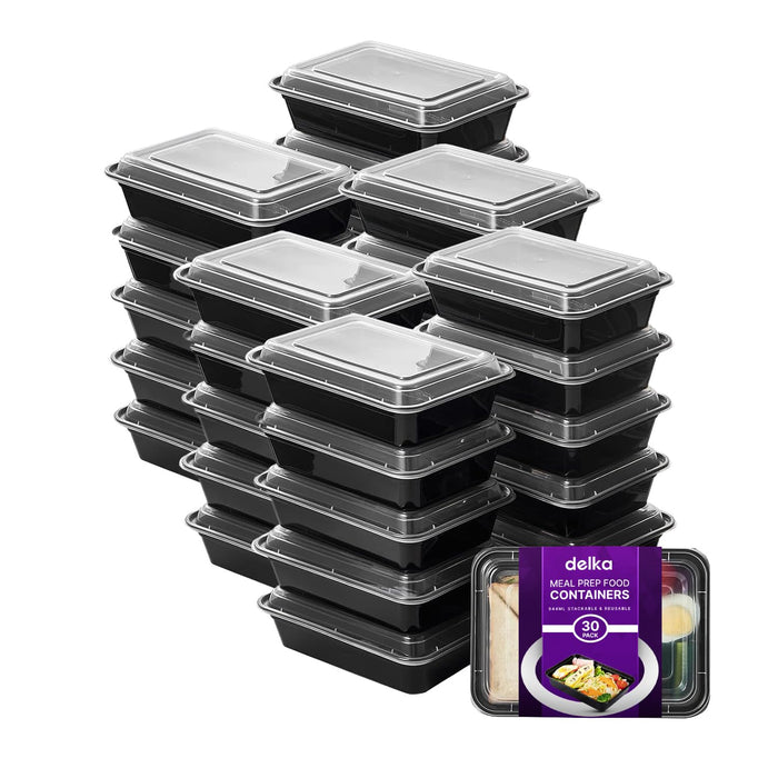 delka Meal Prep Containers -944ml | BPA-Free, Reusable Food Storage Boxes | Microwave, Freezer & Dishwasher Safe | Leakproof & Stackable for Healthy Meal Planning & Portion Control