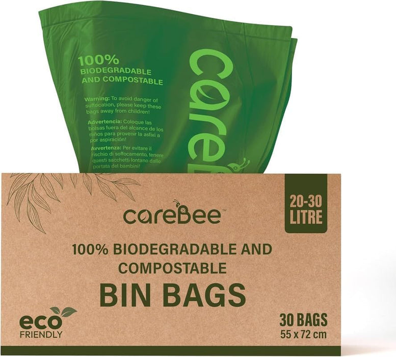 CareeBee Biodegradable Kitchen Bin Bags– 100% Compostable, Made from Corn Starch & PBAT– Eco-Friendly, Leak-proof, Tear-Resistant– Food Waste Bags for Home & Office