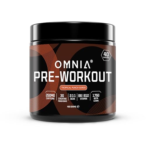 OMNIA Power Pre Workout Powder, Pre Workout Energy Drink with Creatine Monohydrate, Beta-Alanine, Caffeine and Citrulline, 40 Servings, 480g