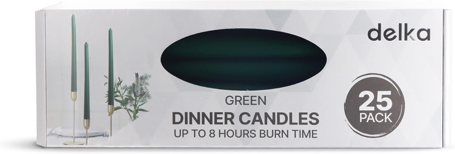 delka Dinner Candles, Tapered 8-Hour Burn Time Dinner Candles, Unscented, Non-drip & Smoke Free, Quality Wax