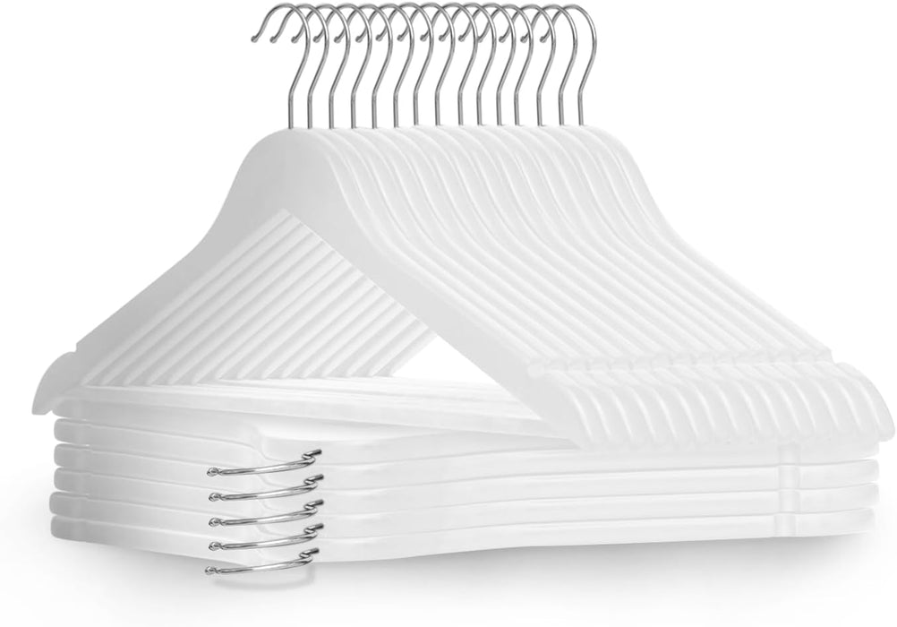 KEPLIN Strong Wooden Coat Hangers with 360 Degree Rotatory Hook & Round Trouser Bar & Shoulder Notches - Durable Wardrobe Space Saver - Suitable for Coat, Jacket, Suit, Jumper