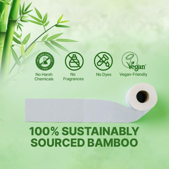 careBee Bamboo Toilet Rolls | Unscented | 3-Ply | 100% Bamboo | Plastic-Free Packaging | 200 Sheets Per Roll | Biodegradable, Compostable & Eco-Friendly | Vegan
