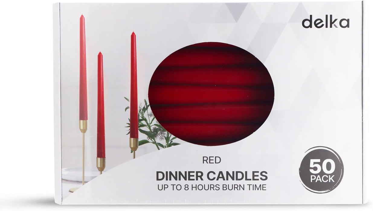 delka Dinner Candles, Tapered 8-Hour Burn Time Dinner Candles, Unscented, Non-drip & Smoke Free, Quality Wax