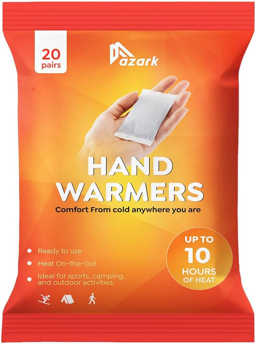 azark Unisex Hand Warmers, Up to 10 Hours, Fast Heating, Pocket-Sized- Ideal for Sports, Winter Activities, Hiking & Camping