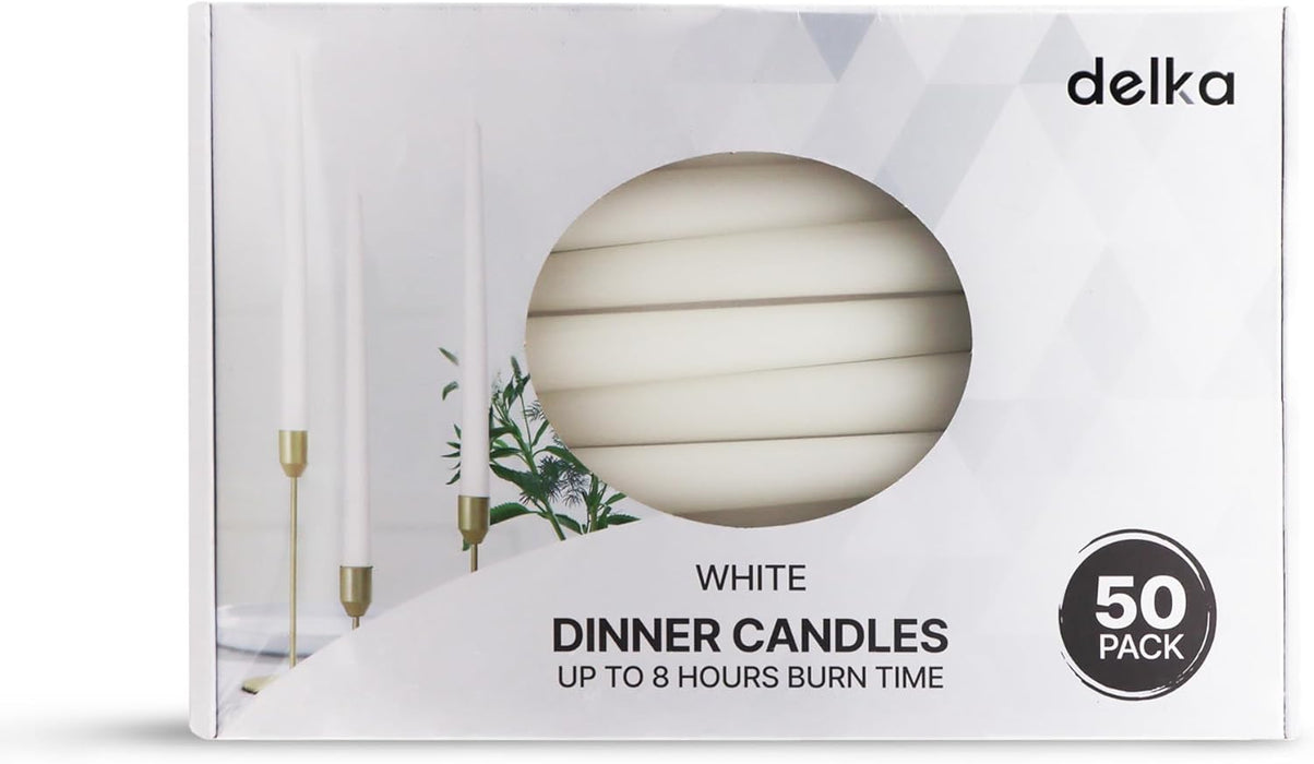 delka Dinner Candles, Tapered 8-Hour Burn Time Dinner Candles, Unscented, Non-drip & Smoke Free, Quality Wax