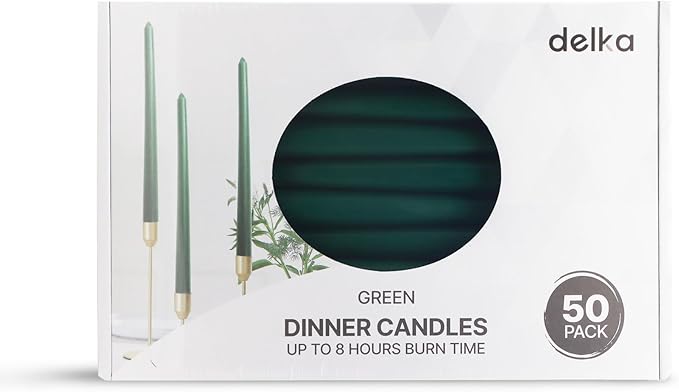 delka Dinner Candles, Tapered 8-Hour Burn Time Dinner Candles, Unscented, Non-drip & Smoke Free, Quality Wax