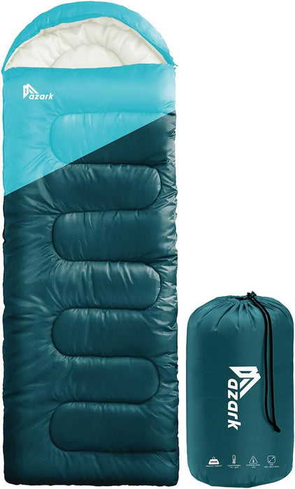 azark Premium Lightweight Sleeping Bag for Adults & Kids, 400 GSM, 4 Season Waterproof Sleeping Bag, Comfortable & Portable, Machine Washable, Camping & Hiking Essential