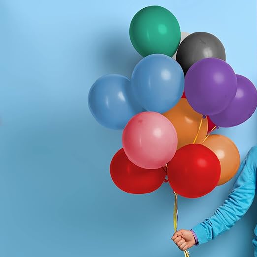 delka 12-Inch Latex Birthday Balloons - Pack of 25/50, Assorted | Suitable for Kids Party Decorations, Baby Shower, Wedding, Christmas, New Year Eve Decoration & Celebration| Helium Gas or Air Inflated