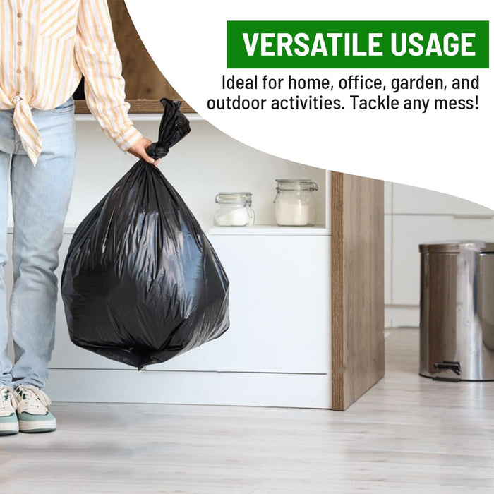 delka Heavy Duty Bin Bags, Extra Strong, Tear-Resistant Garbage Bags for Household, Commercial, and Garden Waste, Leak & Tear Resistant, Flat Top, Eco-Freindly, Recyclable