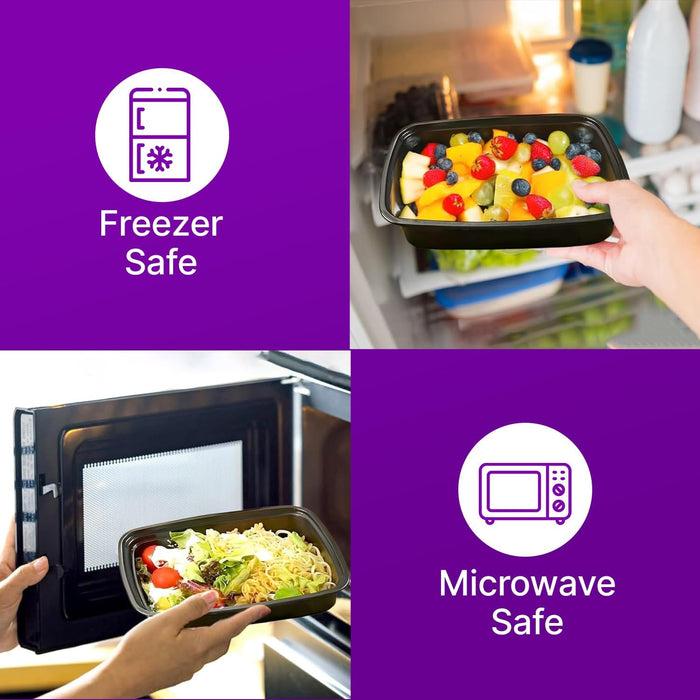 delka Meal Prep Containers -944ml | BPA-Free, Reusable Food Storage Boxes | Microwave, Freezer & Dishwasher Safe | Leakproof & Stackable for Healthy Meal Planning & Portion Control