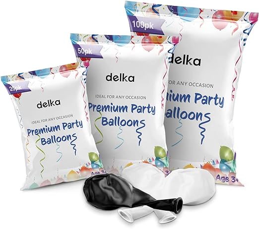 delka 12-Inch Latex Birthday Balloons - Pack of 25/50, Assorted | Suitable for Kids Party Decorations, Baby Shower, Wedding, Christmas, New Year Eve Decoration & Celebration| Helium Gas or Air Inflated