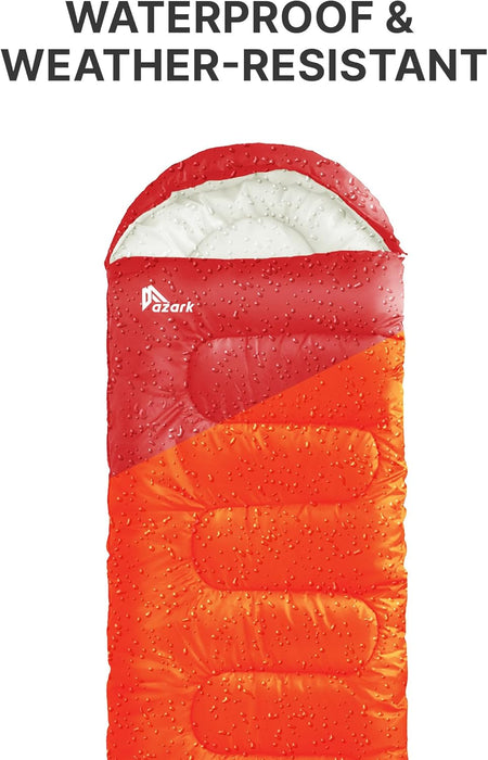 azark Premium Lightweight Sleeping Bag for Adults & Kids, 400 GSM, 4 Season Waterproof Sleeping Bag, Comfortable & Portable, Machine Washable, Camping & Hiking Essential