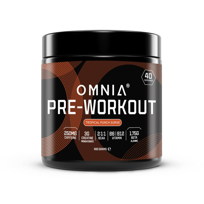 OMNIA Power Pre Workout Powder, Pre Workout Energy Drink with Creatine Monohydrate, Beta-Alanine, Caffeine and Citrulline, 40 Servings, 480g