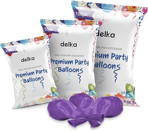 delka 12-Inch Latex Birthday Balloons - Pack of 25/50, Assorted | Suitable for Kids Party Decorations, Baby Shower, Wedding, Christmas, New Year Eve Decoration & Celebration| Helium Gas or Air Inflated