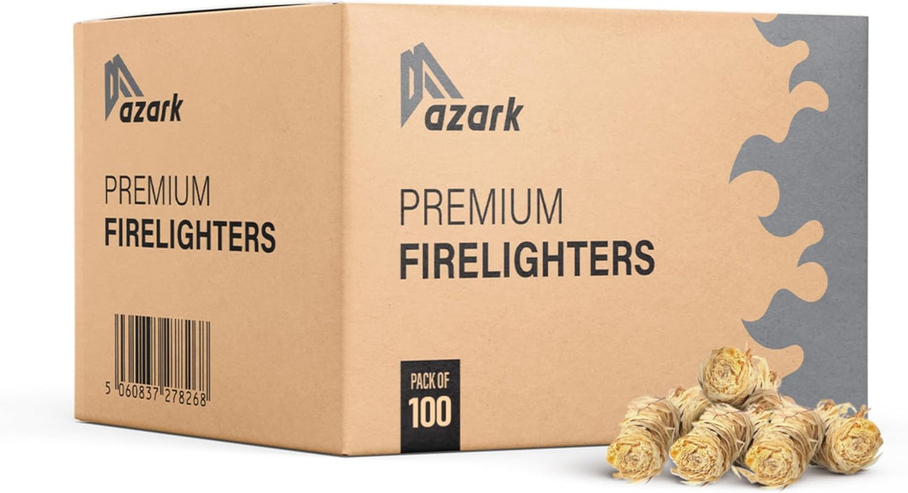azark Natural Wood Premium Fire Lighters, Eco Friendly Charcoal Starter, Wood Wool Fire Starter for Barbecue, Pizza Ovens & Smokers Clean, Safe and Odourless