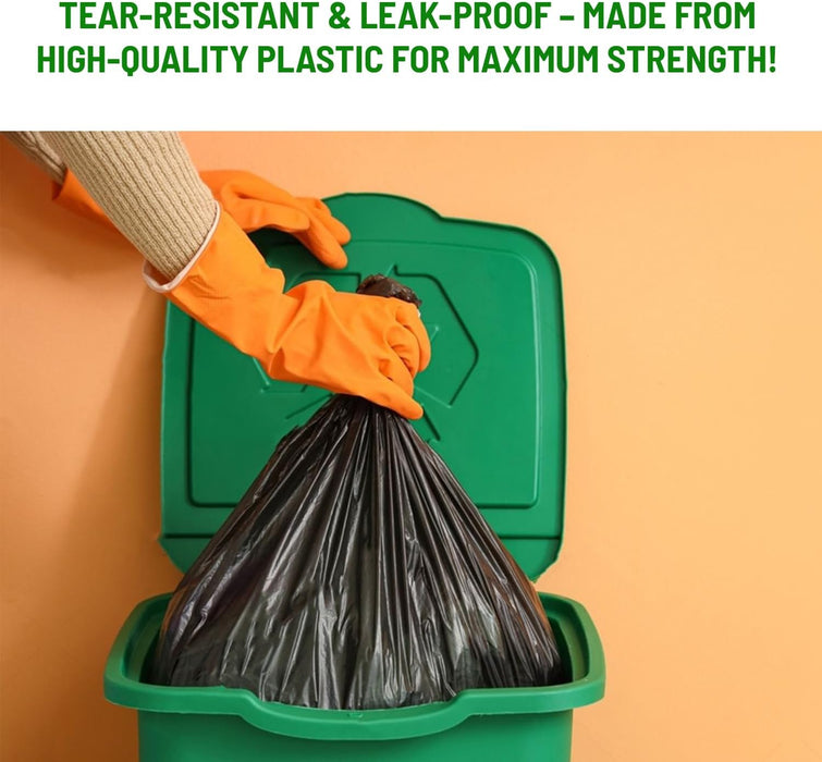 delka Heavy Duty Bin Bags, Extra Strong, Tear-Resistant Garbage Bags for Household, Commercial, and Garden Waste, Leak & Tear Resistant, Flat Top, Eco-Freindly, Recyclable