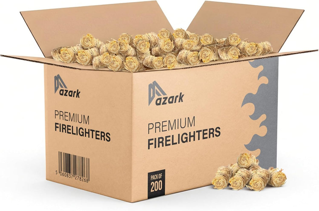 azark Natural Wood Premium Fire Lighters, Eco Friendly Charcoal Starter, Wood Wool Fire Starter for Barbecue, Pizza Ovens & Smokers Clean, Safe and Odourless