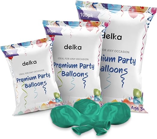 delka 12-Inch Latex Birthday Balloons - Pack of 25/50, Assorted | Suitable for Kids Party Decorations, Baby Shower, Wedding, Christmas, New Year Eve Decoration & Celebration| Helium Gas or Air Inflated