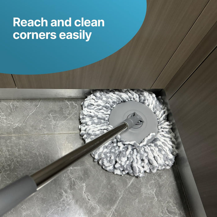 delka Spin Mop and Bucket Set – Easy Foot Pedal Water Removal, 360° Swivel Motion, Includes 2 Microfibre Mop Heads, All-Surface Cleaning, Splash Guard for Clean Mopping – Mop and Buckets Sets