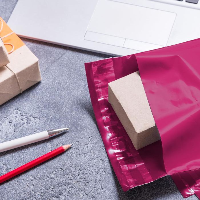 delka Mailing Bags, Mixed Size Pink Poly Mailer Bags, Tear-Resistant Shipping Envelopes for Clothing, Documents, Strong Self-Seal Adhesive, Waterproof & Lightweight Pink