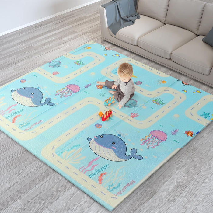 scoosh Foldable Rug Activity Rug Mat - Double-Sided, Reversible, Waterproof, Ideal for Picnics, and Quality Family Bonding