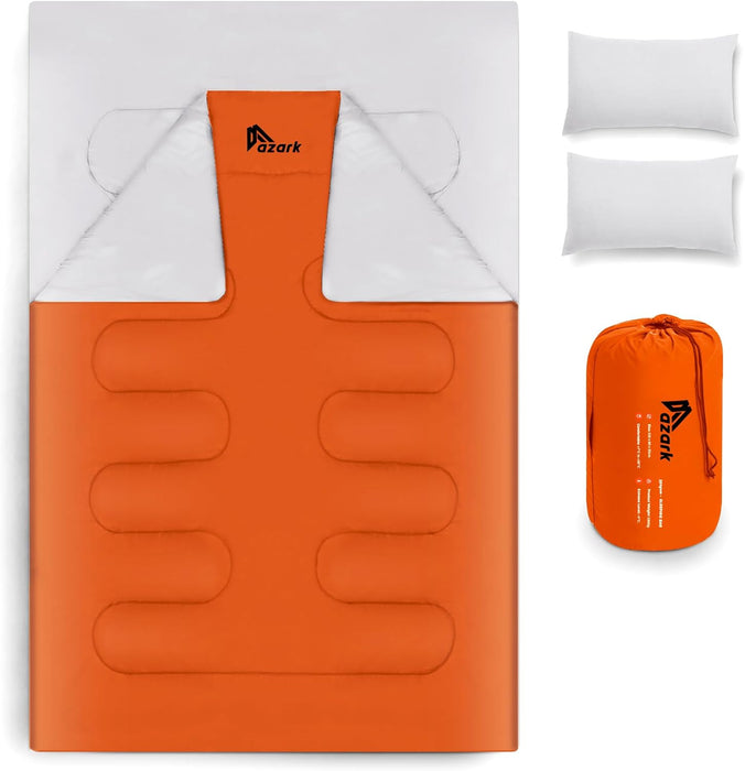 azark Premium Double Sleeping Bag, 350GSM, Lightweight and Waterproof, 4 Seasons of Camping, Hiking and Outdoors, Sleeping bag for Adults & Kids