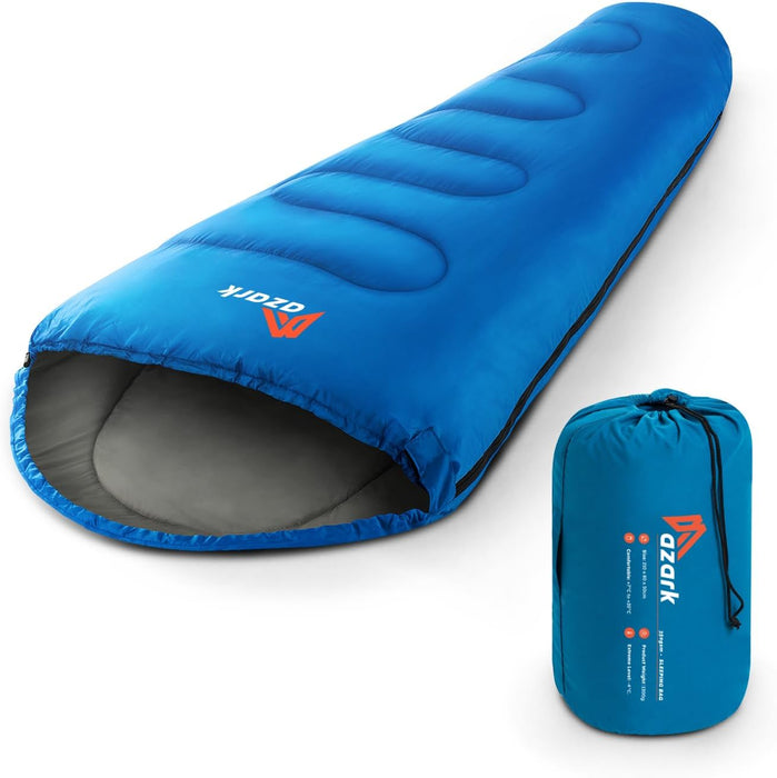 azark Premium Sleeping Bag, 350GSM, Lightweight and Waterproof, 4 Seasons of Camping, Hiking and Outdoors, Sleeping bag for Adults & Kids